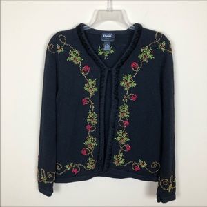 Studio Joy Christmas Sweater With Embroidery & Beads